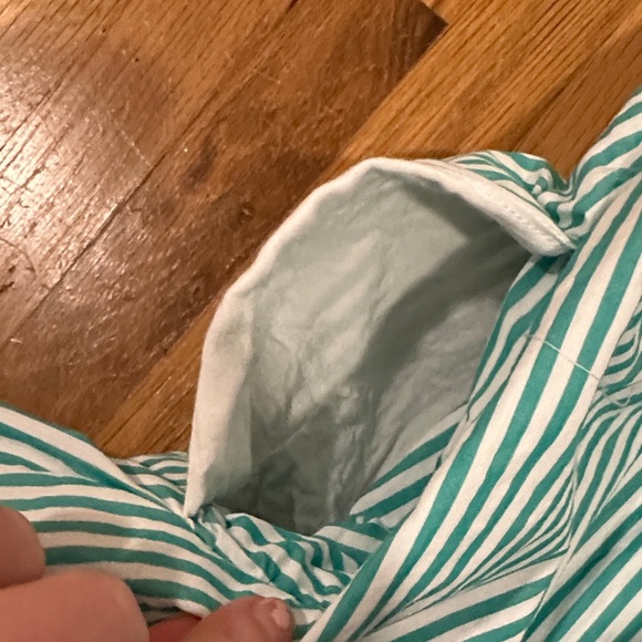 Skies Are Blue | Striped Green/Teal and White Dress with tie back - Picture 11 of 16